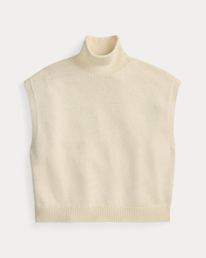 Ralph Lauren Sleeveless Cotton Turtleneck Sweater