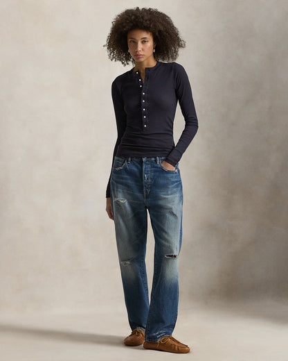 Ralph Lauren Ribbed Crepe Henley Shirt