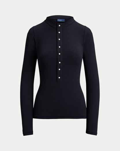 Ralph Lauren Ribbed Crepe Henley Shirt