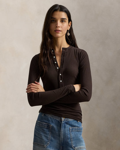 Ralph Lauren Ribbed Crepe Henley Shirt