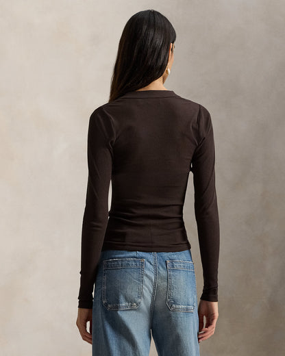 Ralph Lauren Ribbed Crepe Henley Shirt