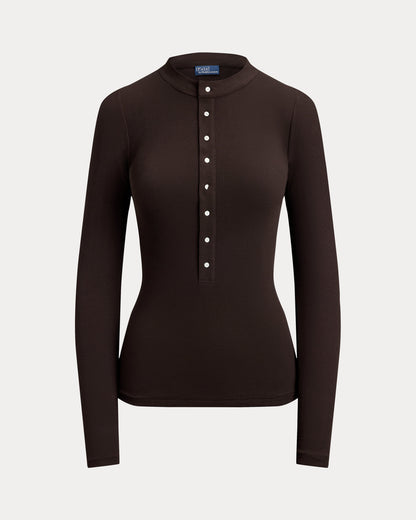 Ralph Lauren Ribbed Crepe Henley Shirt
