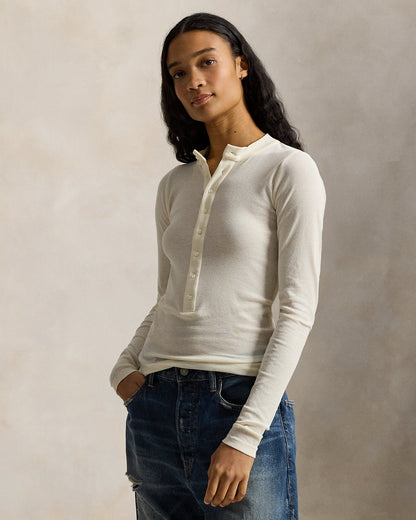 Ralph Lauren Ribbed Crepe Henley Shirt