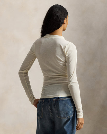 Ralph Lauren Ribbed Crepe Henley Shirt