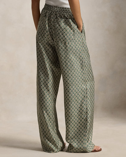 Ralph Lauren Floral Silk Drawstring WideLeg Pant
