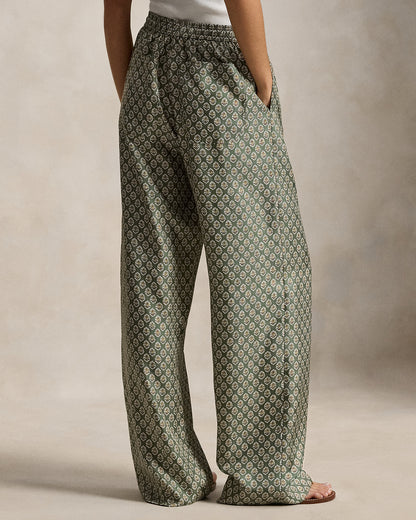 Ralph Lauren Floral Silk Drawstring WideLeg Pant