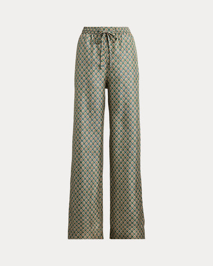 Ralph Lauren Floral Silk Drawstring WideLeg Pant