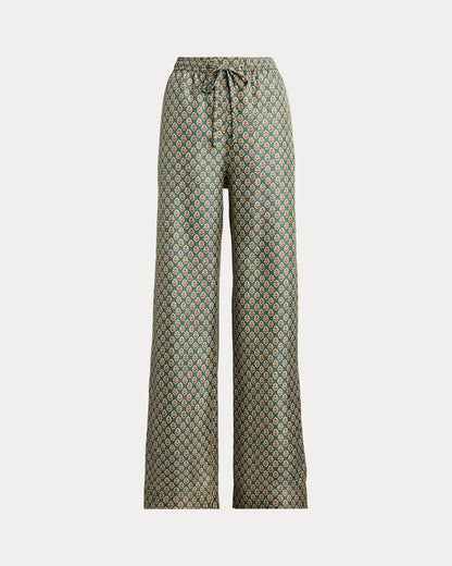 Ralph Lauren Floral Silk Drawstring WideLeg Pant