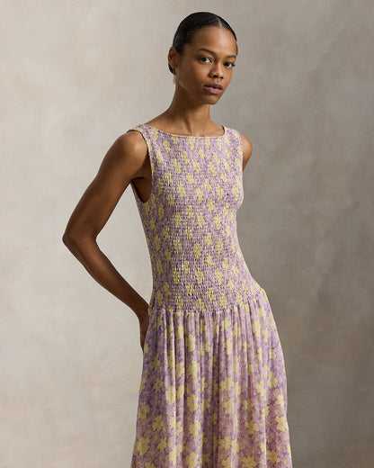 Ralph Lauren Floral Smocked Crinkled Dress