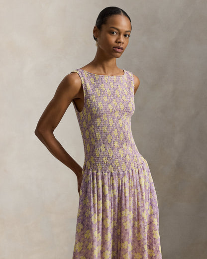 Ralph Lauren Floral Smocked Crinkled Dress