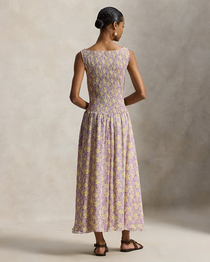 Ralph Lauren Floral Smocked Crinkled Dress