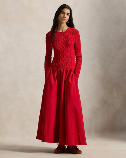 Ralph Lauren CableKnit Bodice Cotton Dress