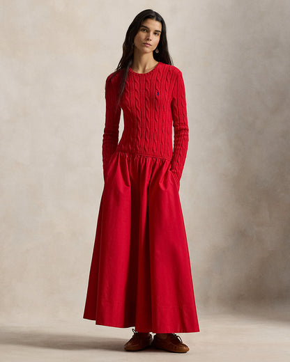 Ralph Lauren CableKnit Bodice Cotton Dress