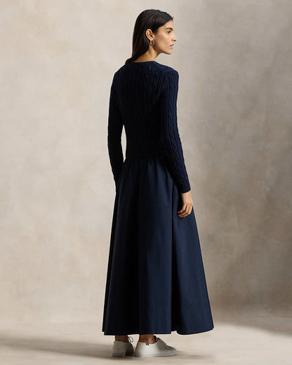 Ralph Lauren CableKnit Bodice Cotton Dress