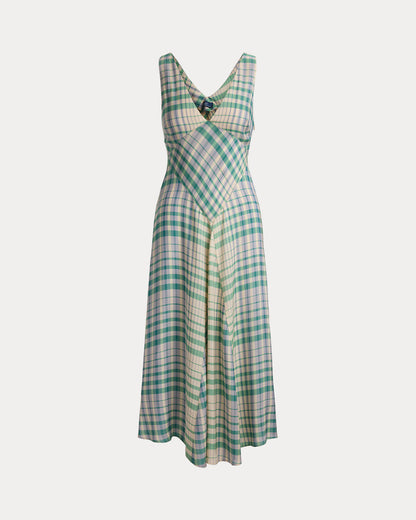 Ralph Lauren Plaid Paneled Sleeveless Dress