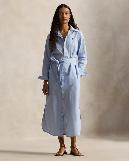 Ralph Lauren Belted Striped Cotton Shirtdress