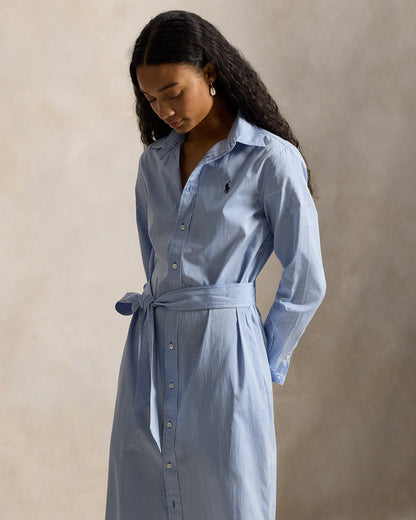 Ralph Lauren Belted Striped Cotton Shirtdress