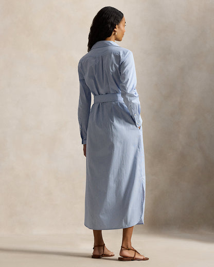 Ralph Lauren Belted Striped Cotton Shirtdress