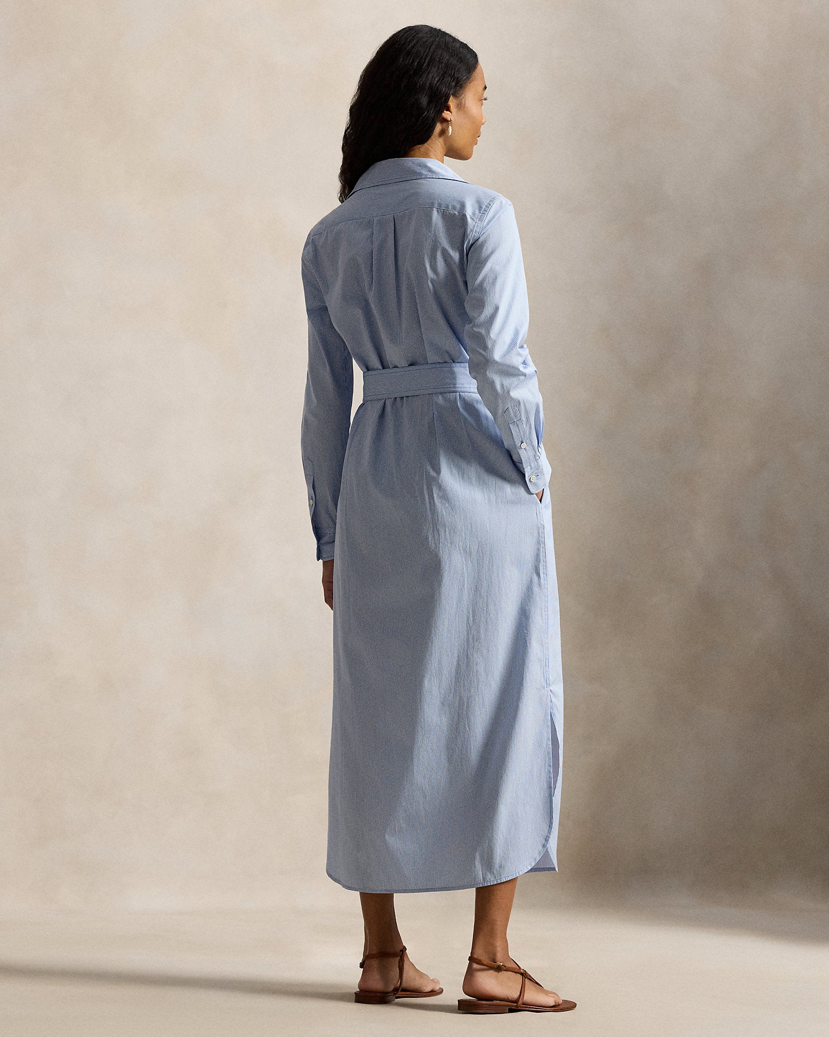 Ralph Lauren Belted Striped Cotton Shirtdress