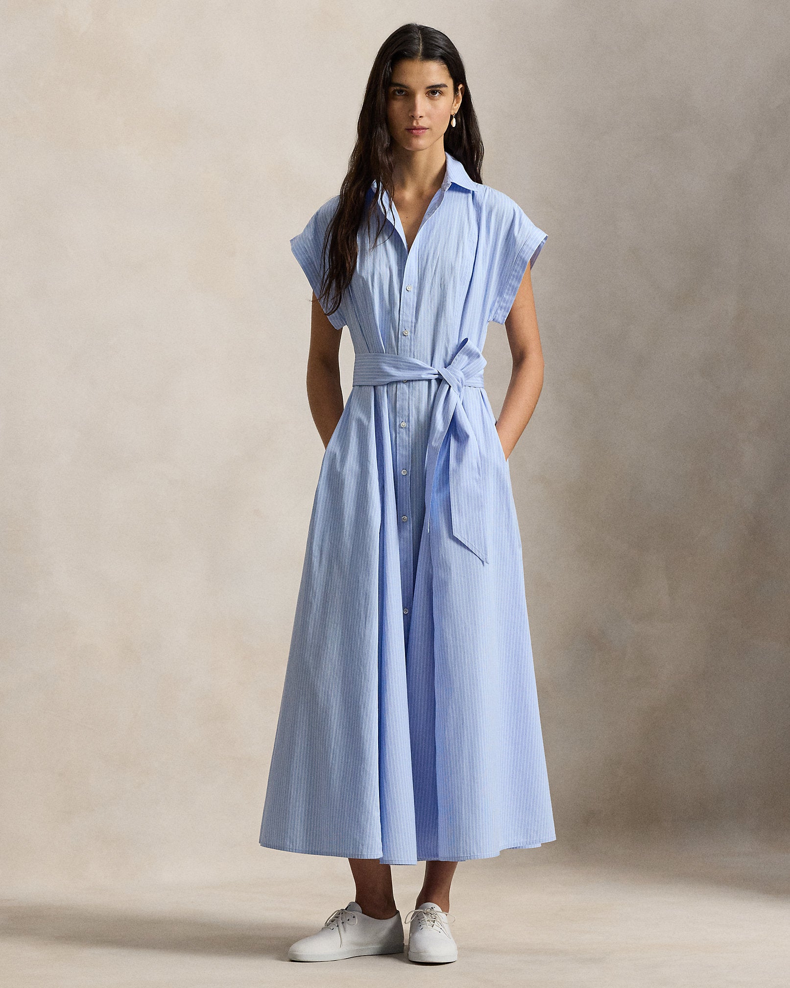 Ralph Lauren Striped Belted Cotton Shirtdress