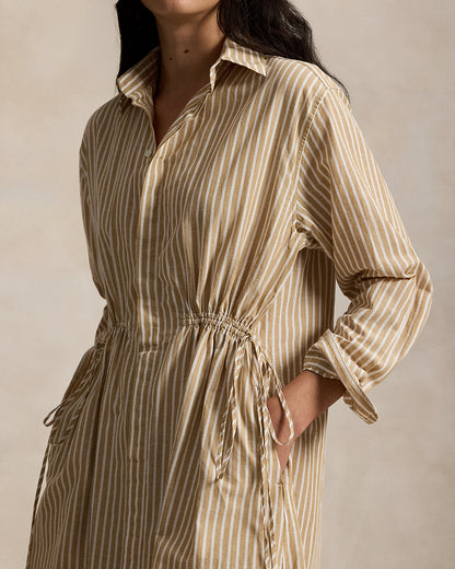 Ralph Lauren Striped CottonLinen Drawcord Shirtdress