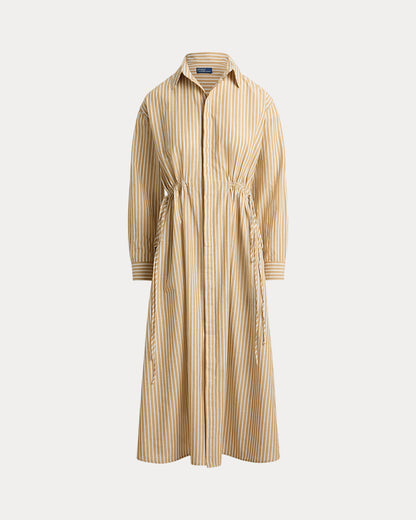 Ralph Lauren Striped CottonLinen Drawcord Shirtdress