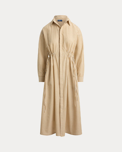 Ralph Lauren Striped CottonLinen Drawcord Shirtdress