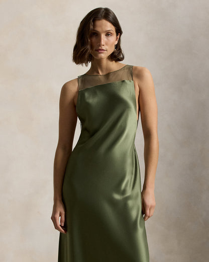 Ralph Lauren SheerPanel Satin Dress