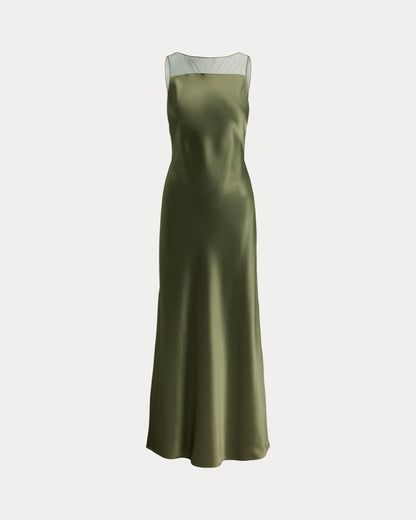 Ralph Lauren SheerPanel Satin Dress