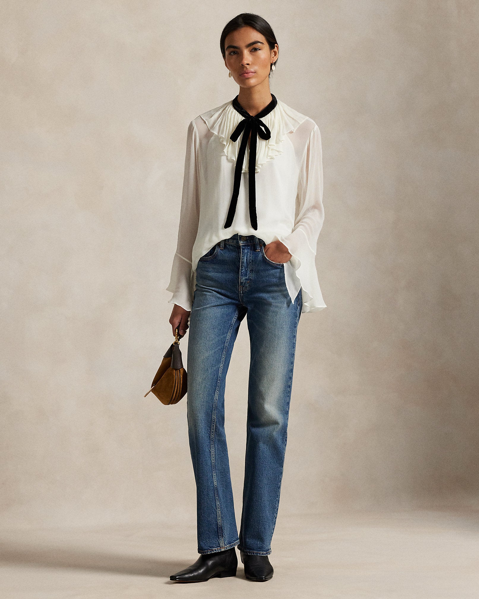 Ralph Lauren TieNeck Georgette Shirt