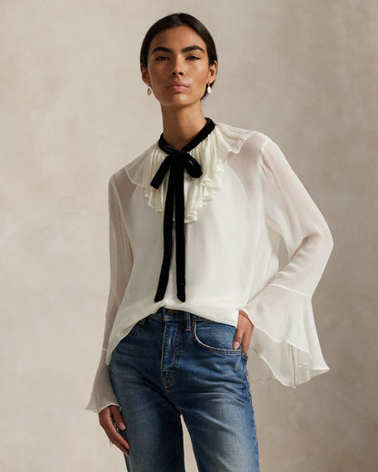 Ralph Lauren TieNeck Georgette Shirt