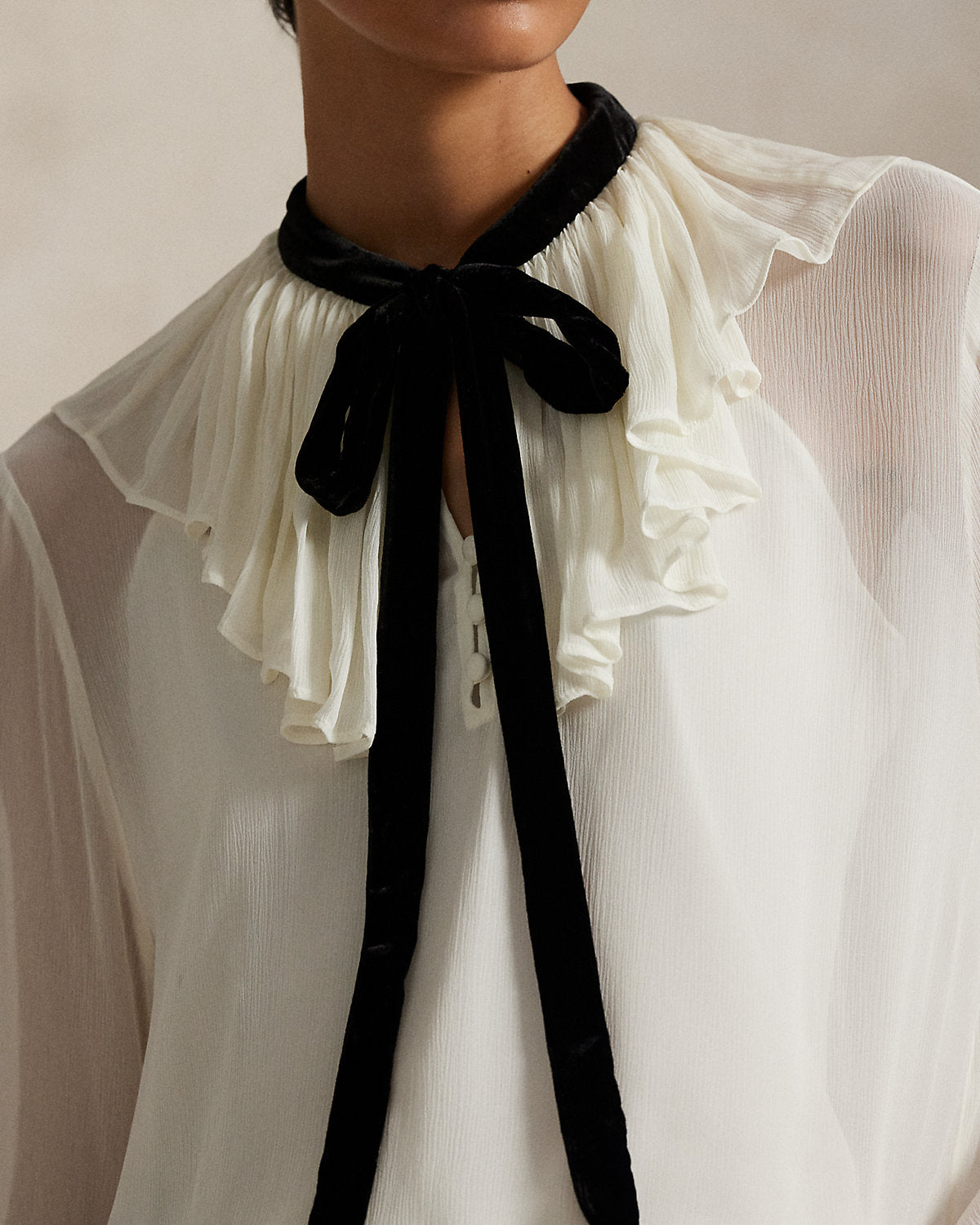 Ralph Lauren TieNeck Georgette Shirt