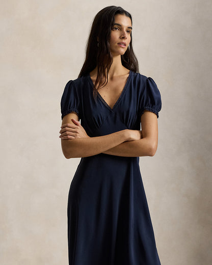 Ralph Lauren LaceTrim Silk Dress