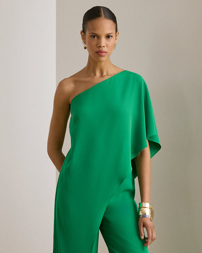 Ralph Lauren Cape Georgette OneShoulder Jumpsuit