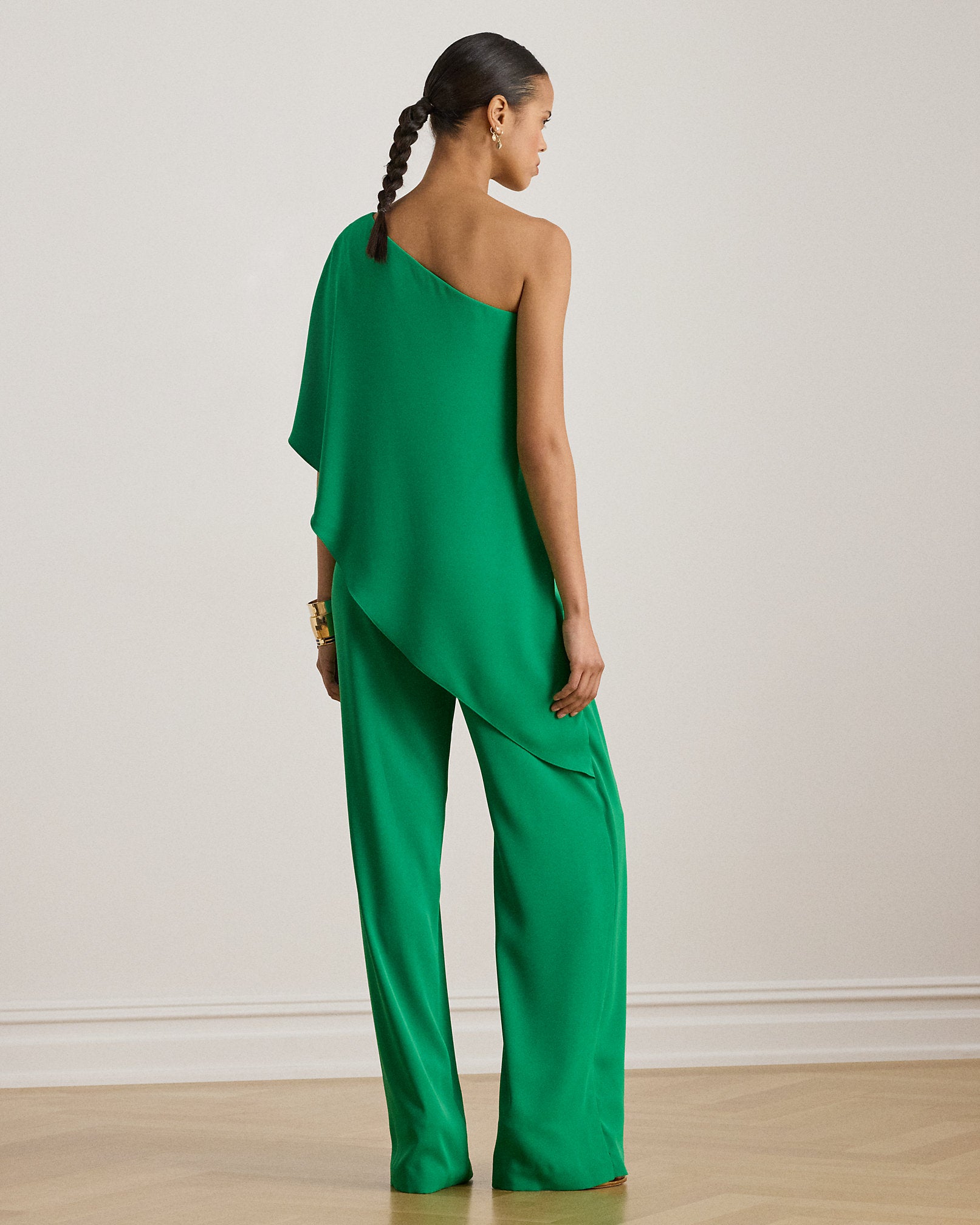 Ralph Lauren Cape Georgette OneShoulder Jumpsuit