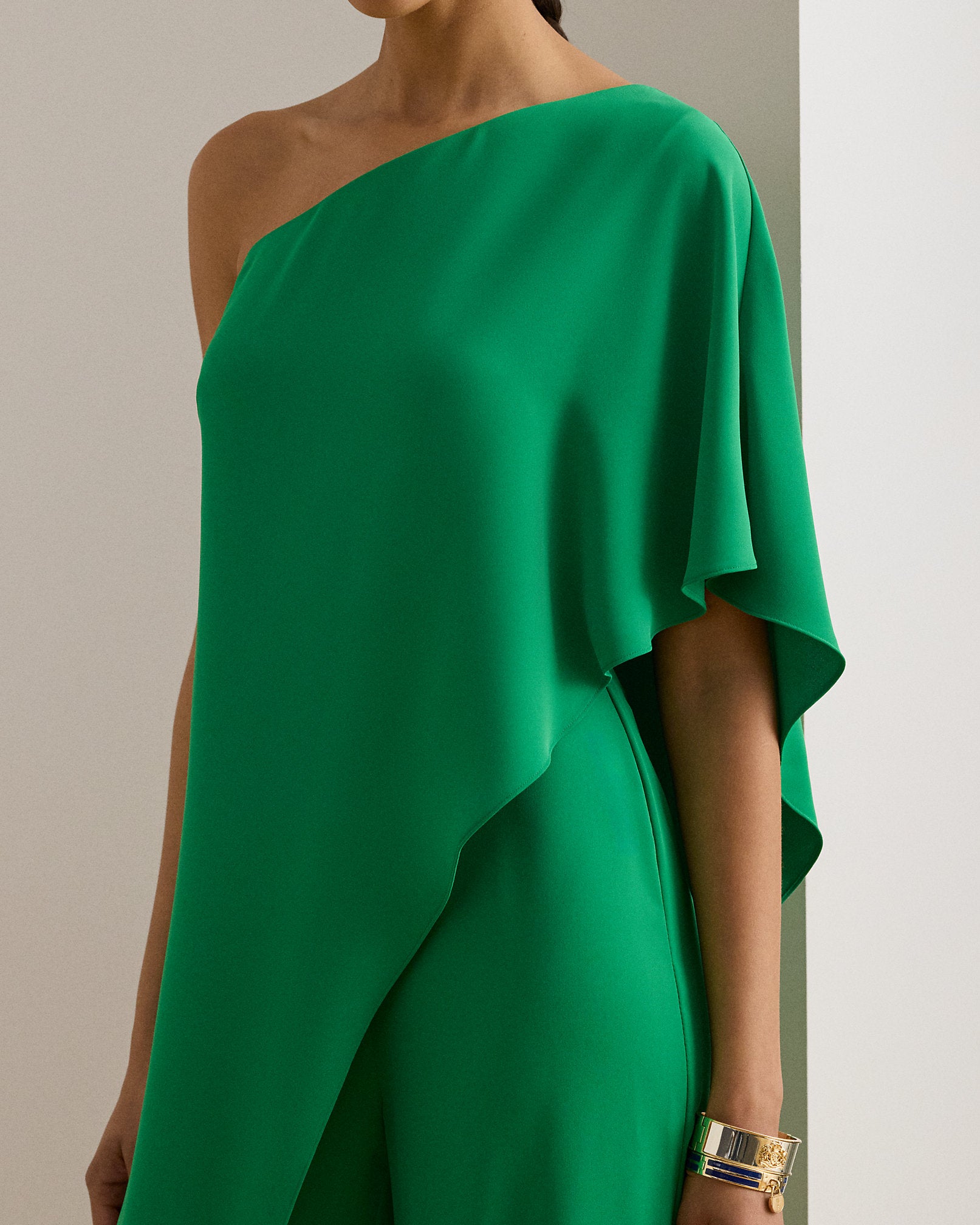 Ralph Lauren Cape Georgette OneShoulder Jumpsuit