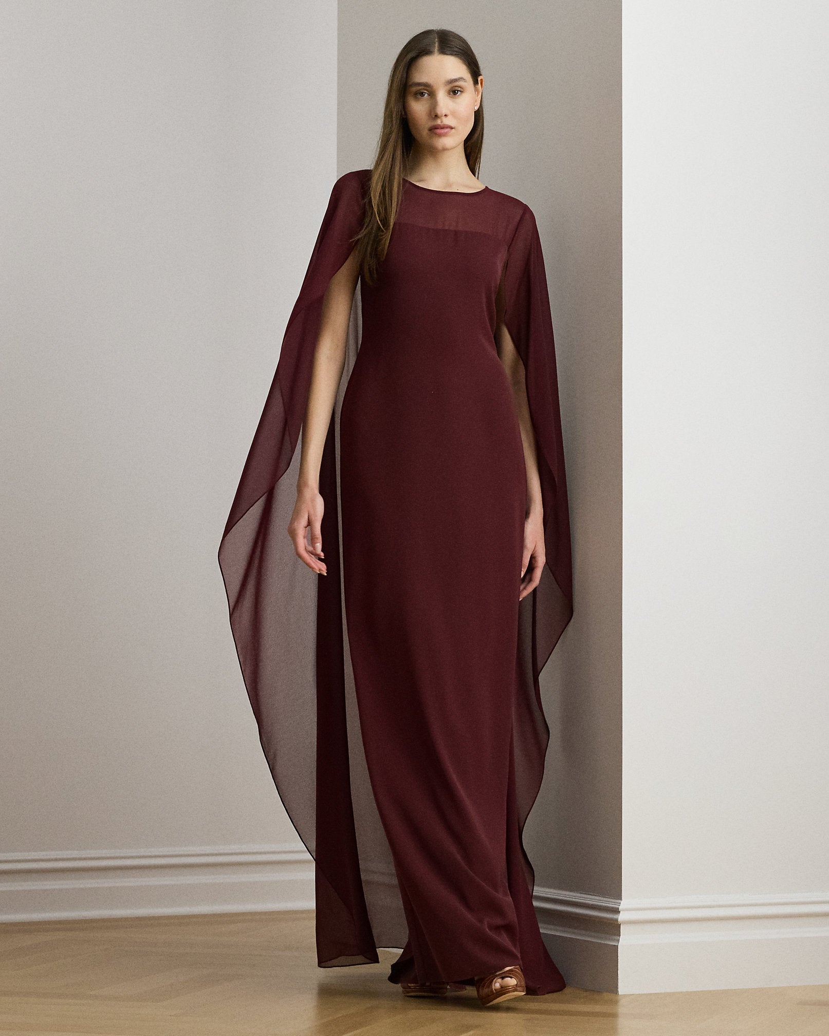 Ralph Lauren Cape Georgette Gown