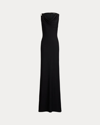 Ralph Lauren RingTrim Jersey Cowlneck Gown