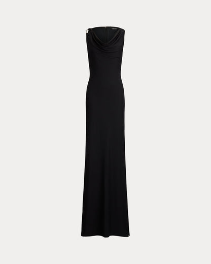 Ralph Lauren RingTrim Jersey Cowlneck Gown