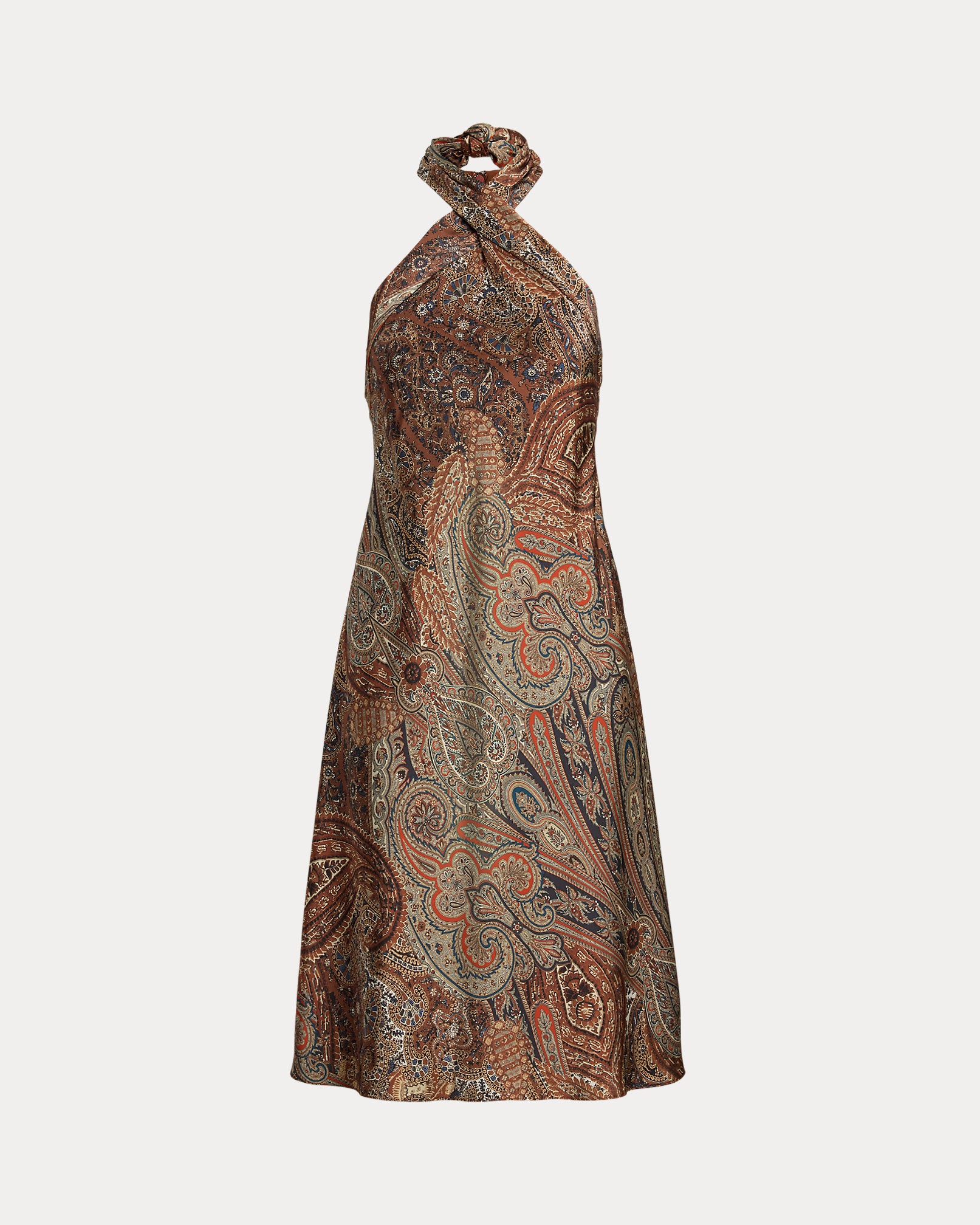 Ralph Lauren Paisley Charmeuse Halter Cocktail Dress