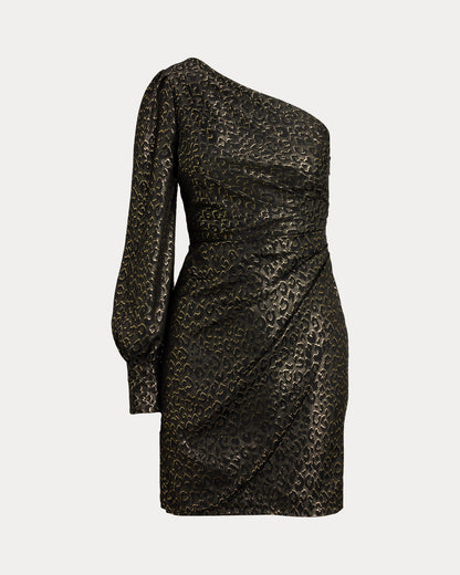 Ralph Lauren Ocelot OneShoulder Cocktail Dress