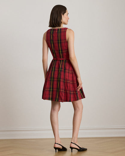 Ralph Lauren Plaid Belted Taffeta Cocktail Dress