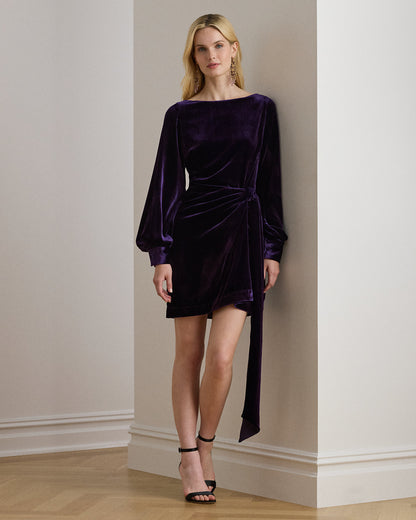 Ralph Lauren TieFront Velvet Cocktail Dress