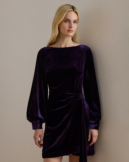 Ralph Lauren TieFront Velvet Cocktail Dress