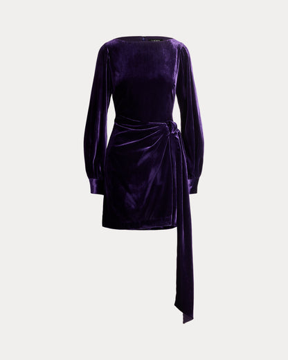 Ralph Lauren TieFront Velvet Cocktail Dress