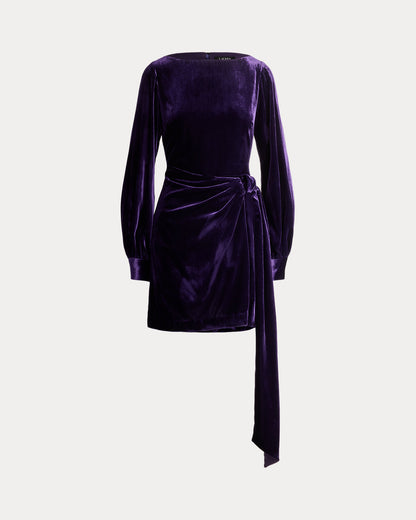 Ralph Lauren TieFront Velvet Cocktail Dress