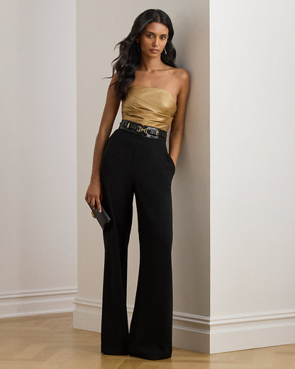 Ralph Lauren BowBack Metallic Twill Crepe Jumpsuit