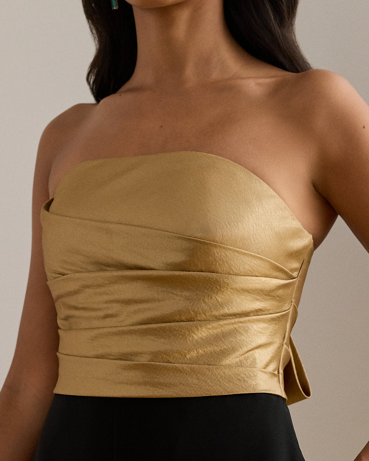 Ralph Lauren BowBack Metallic Twill Crepe Jumpsuit
