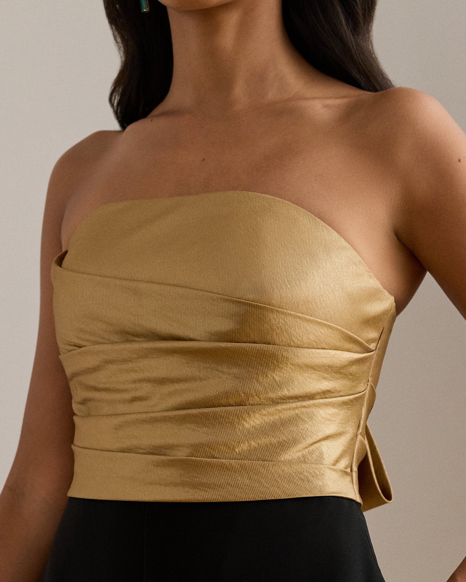 Ralph Lauren BowBack Metallic Twill Crepe Jumpsuit
