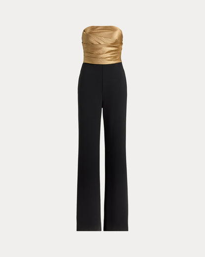 Ralph Lauren BowBack Metallic Twill Crepe Jumpsuit